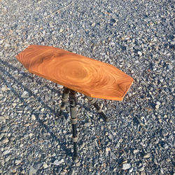 キャンプテーブル 欅（ケヤキ）一枚板 3脚テーブルサイドテーブル