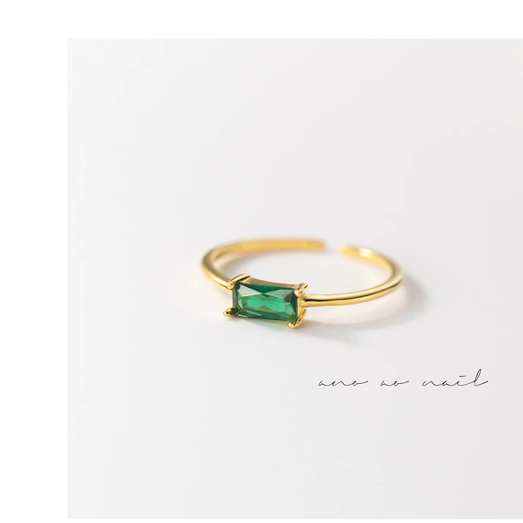 【つけっぱなしOK】k14gf〔n133〕emerald bijou ring 上品　プレゼントにも　 1枚目の画像
