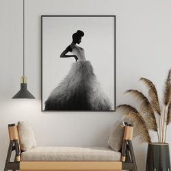 エレガント モデル イブニングドレス モノトーン  / インテリアポスター 海外アート / 4951 4枚目の画像