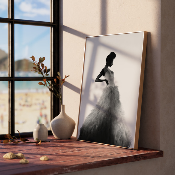 エレガント モデル イブニングドレス モノトーン  / インテリアポスター 海外アート / 4951 6枚目の画像