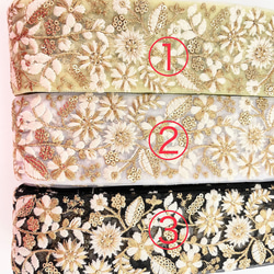 50cm~ ６ｃｍ幅　インド刺繍リボン　オーガンジー 2枚目の画像