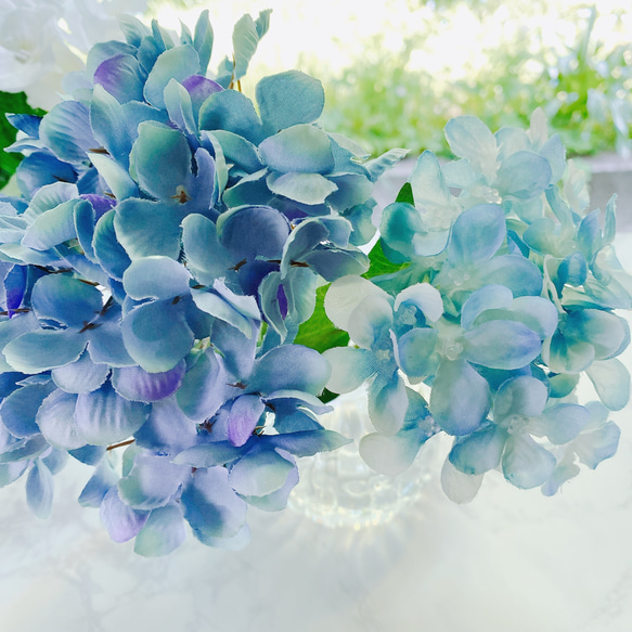 【枯れない花】本物みたいな紫陽花　Blue マジカルウォーター　インテリアフラワー 5枚目の画像