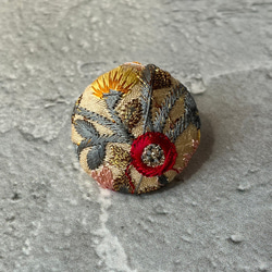 インド刺繍リボン　ヘアゴム　くるみボタン 4枚目の画像