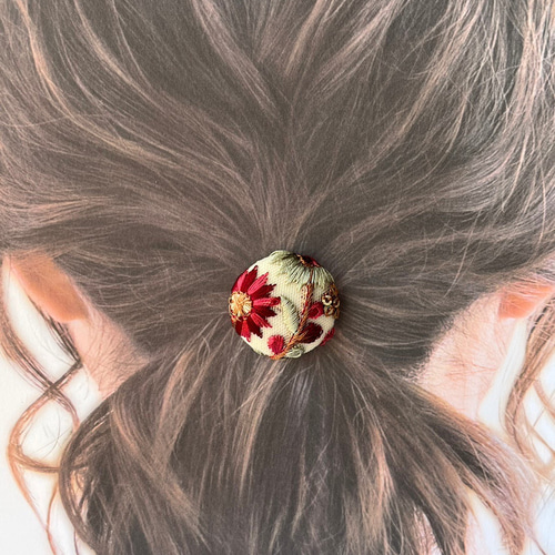 インド刺繍リボン ヘアゴム くるみボタン ヘアゴム ＋labo 通販