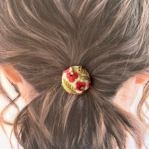 インド刺繍リボン ヘアゴム くるみボタン ヘアゴム ＋labo 通販