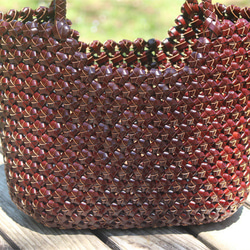 牛革 革編み込み 山葡萄風 六角花結び編み かごバッグ 籠 BAG バッグ かご バッグ 手提 10枚目の画像