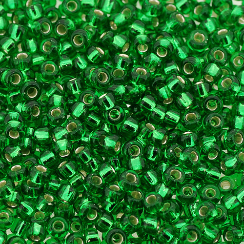丸小ビーズ エメラルドインラインシルバー ビーズ ビーズショップ