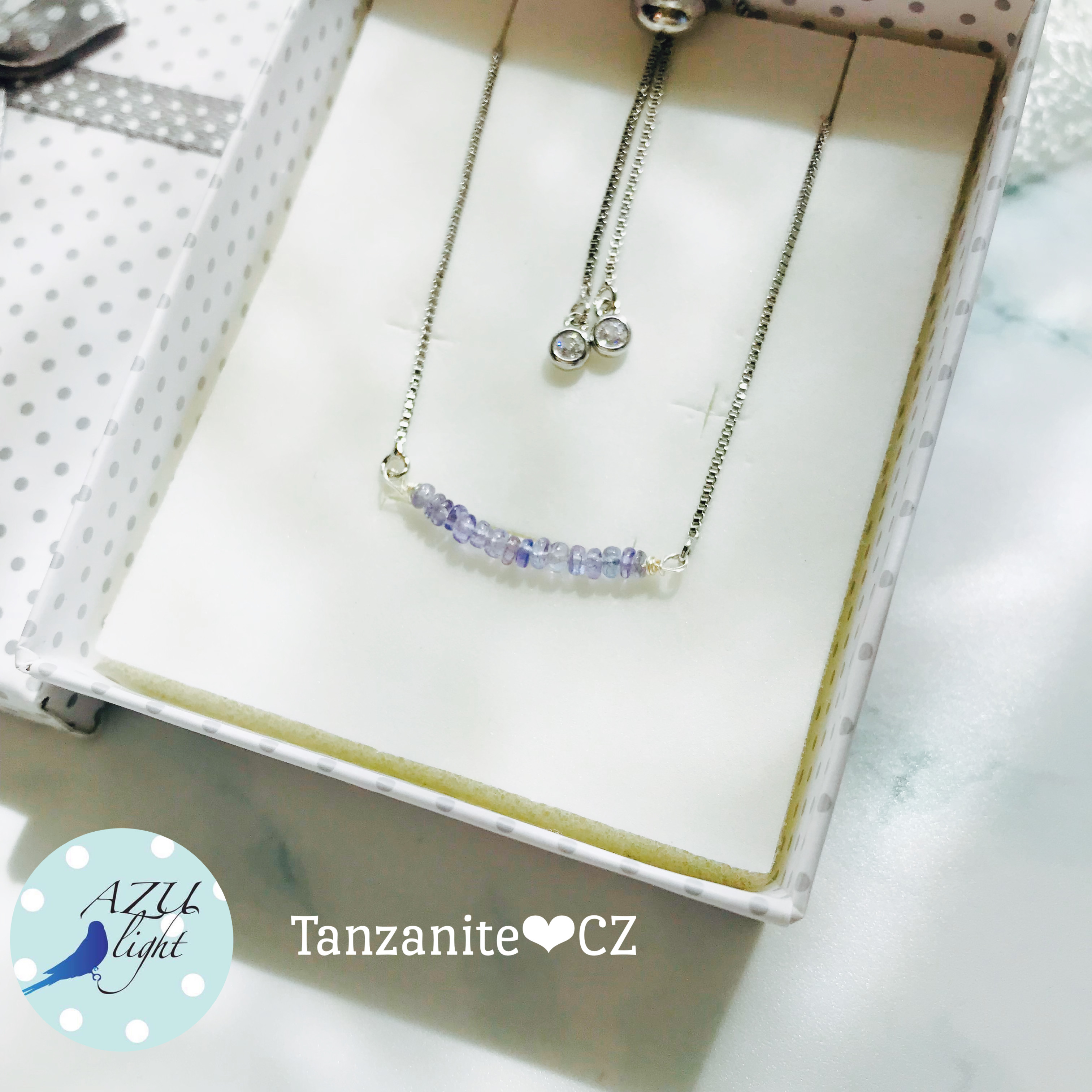 サイズフリー【双子座の守護石✴︎今すべきことや使命に気付かせる✴︎苦痛を取り去る】宝石質タンザナイト×CZのブレスレット