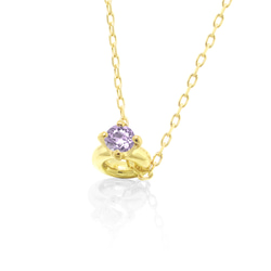 二月生日石紫水晶 K10 黃金小號嬰兒戒指項鍊 Miwa 寶石 Miwahou Seki 第2張的照片