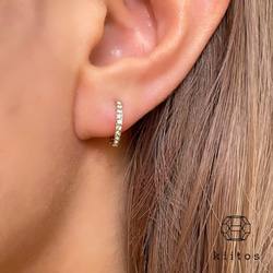 沾花！ OK♪ 金屬過敏相容 316L 手術不鏽鋼 CZ 鑽石精緻迷你環形耳環 第11張的照片