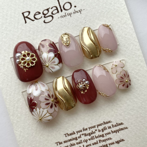 ネイルチップ 振袖ネイル 袴ネイル 成人式ネイル 卒業式ネイル 和柄  