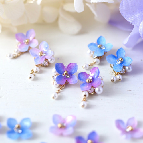 色が選べる】紫陽花*ひと粒＊ピアス／イヤリング（あじさい、アジサイ