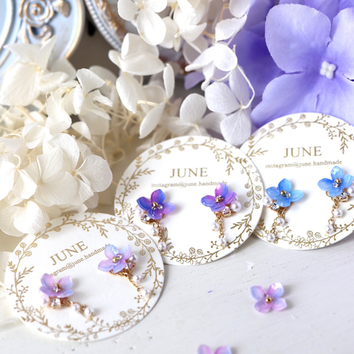 紫陽花ひと粒ピアス／イヤリング（選べる！あじさいカラー） 花 