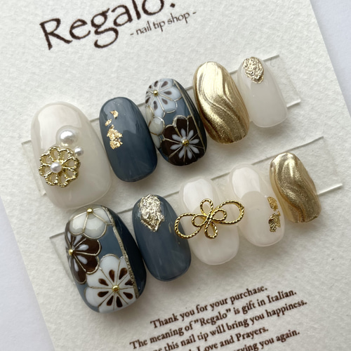 ネイルチップ 振袖ネイル 袴ネイル 成人式ネイル 卒業式ネイル 和柄  