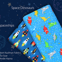 カットクロス Robert Kaufman Dino-Soar Space Dinosaurs Blue Yonder 7枚目の画像