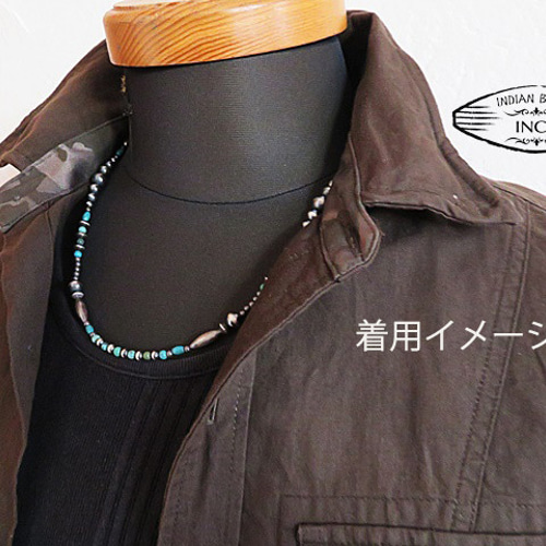 インディアンジュエリー ターコイズ ビーズ ネックレス シルバー