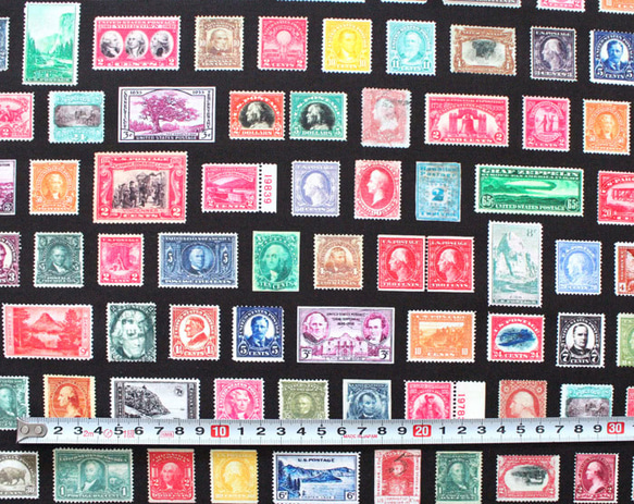 カットクロス Robert Kaufman Library of Rarities Stamps Black 3枚目の画像