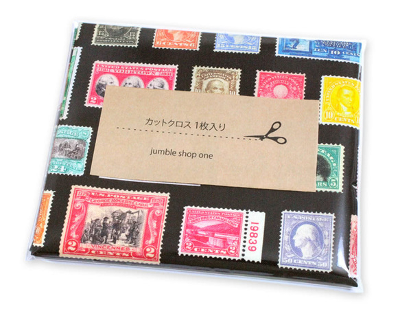 カットクロス Robert Kaufman Library of Rarities Stamps Black 2枚目の画像