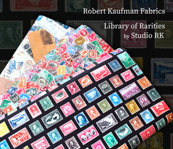 カットクロス Robert Kaufman Library of Rarities Stamps Black 7枚目の画像