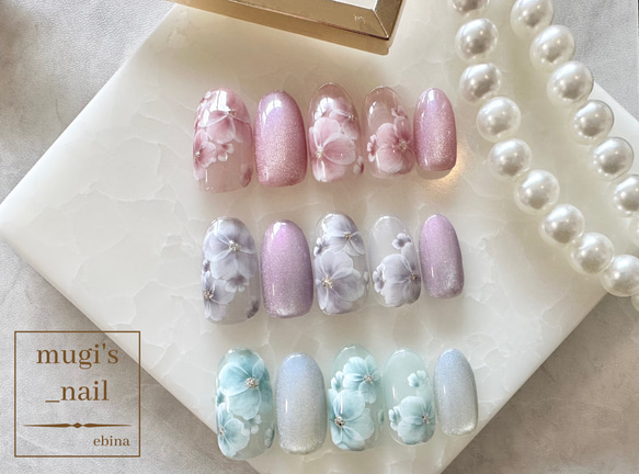 ネイルチップ No.70 フラワーネイル nail ジェルネイル 2枚目の画像