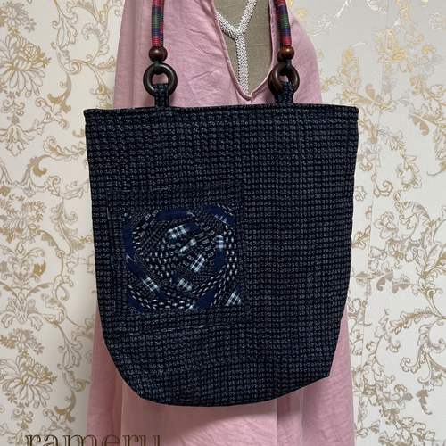 擦り（かすり）着物リメイク ショルダーバック パッチワーク風