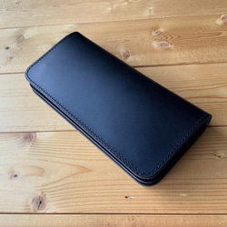 ☆黒革 長財布！小銭入れあり！中も 黒 革！牛革！レザー！黒