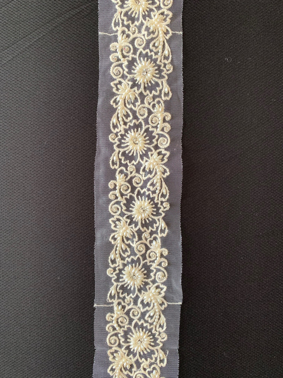 ５０ｃｍ～　インド刺繍リボン　オーガンジー　スワロフスキー 3枚目の画像