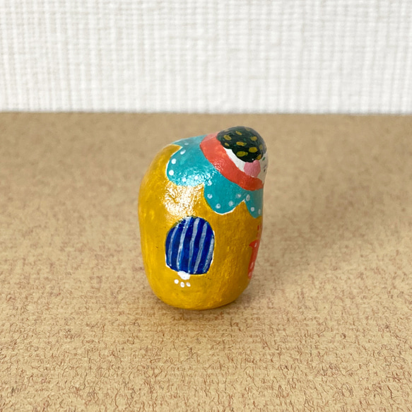 粘土のお人形「つむじ」 オレンジ鳥 3枚目の画像