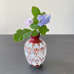 pattern vase  赤花波 5枚目の画像