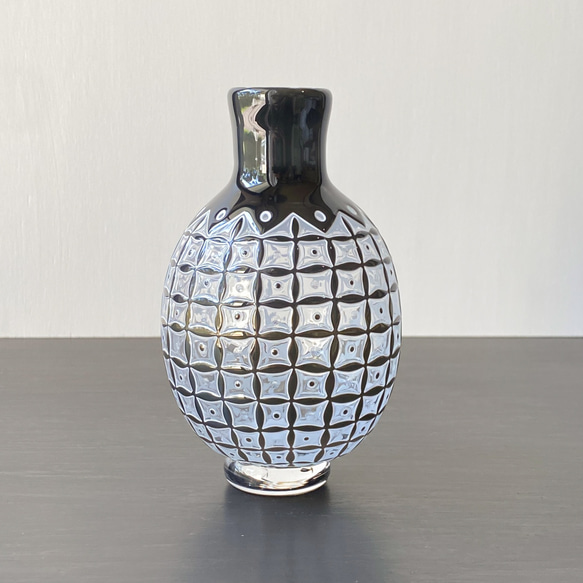 pattern vase  墨色格子 2枚目の画像