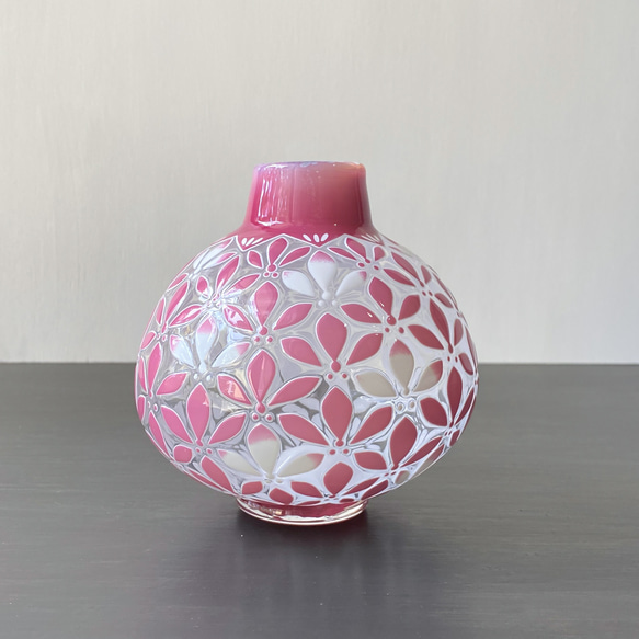 pattern vase  桃菱花 2枚目の画像