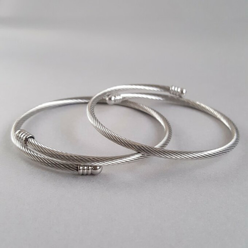 2pcs] 特別販売 ステンレス製 オリジナル ワイヤー バングル ゴールド