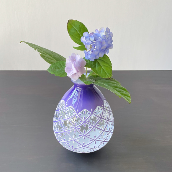 pattern vase  紫格子 6枚目の画像