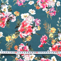 カットクロス Windham Fabrics Wildflower 52252-2 Coral Charm Teal 3枚目の画像