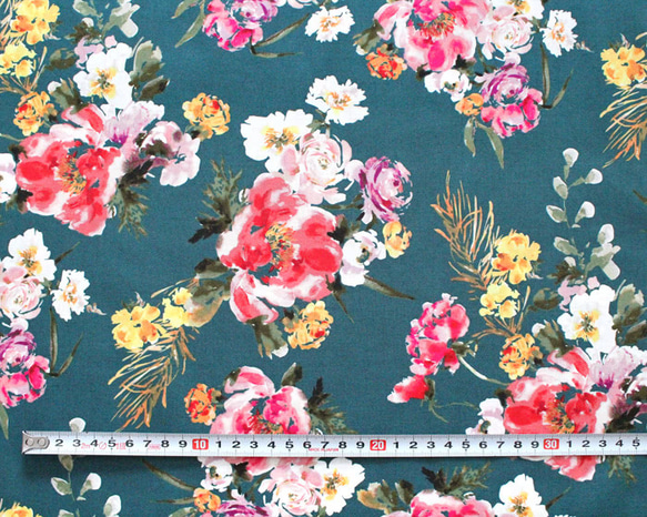 カットクロス Windham Fabrics Wildflower 52252-2 Coral Charm Teal 3枚目の画像