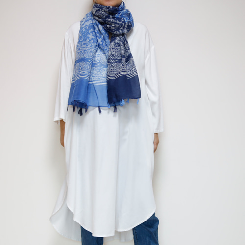 ダ*6様 【マニプリ】濃紺大判ストール☆ペーズリー柄⭐︎バンダナ柄