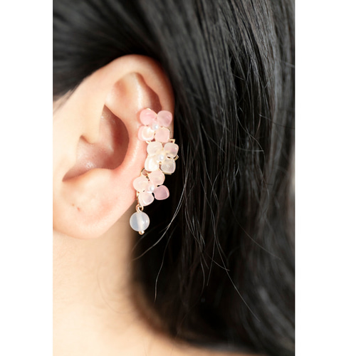 2点セット 紫陽花のイヤーカフ あじさい 青紫ORピンク イヤーカフ JOS