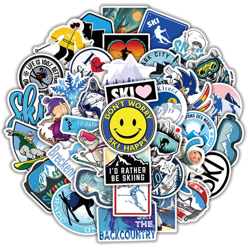 50枚入り 防水ステッカー 面白い スキー シール・ステッカー happylife