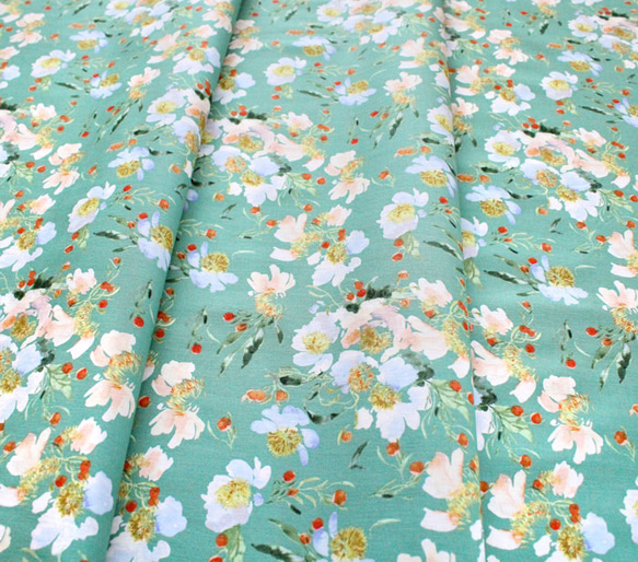 カットクロス Windham Fabrics Wildflower Clair de Lune Spruce 4枚目の画像