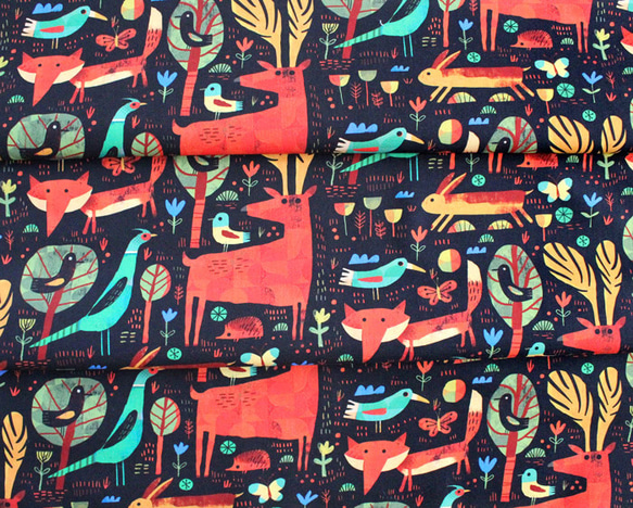 カットクロス Windham Fabrics Woodland Forest Critters Black 6枚目の画像