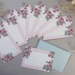 ミニメッセージカード　8枚セット（封筒付き）【Pink×Flowers】 9枚目の画像
