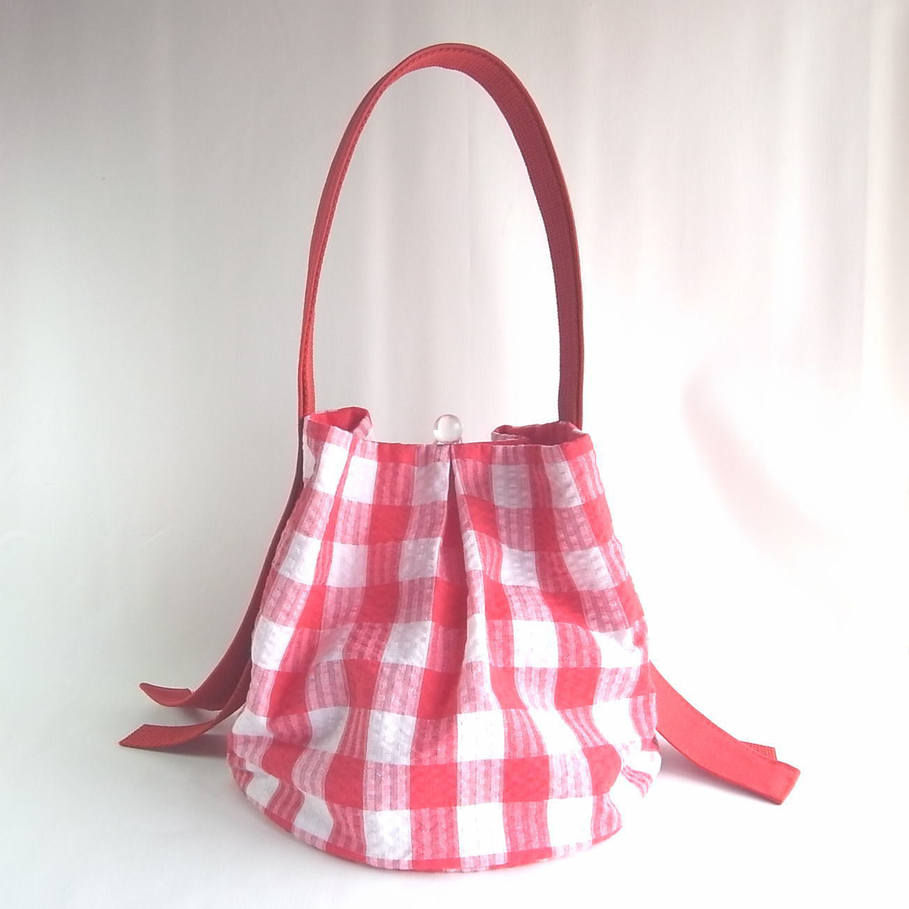 おすわりバッグ　チェックバッグ　チェッカー　ワッフルチェック