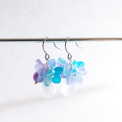 天然石とあじさいのピアス / イヤリング アクセサリー アメジスト 