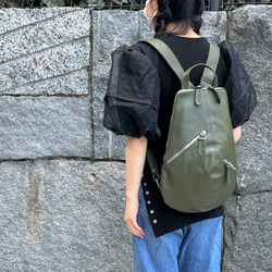 <50％OFFSALE>【カードケース付き カラフルビーンズリュックR 】レザーリュック（本革）GREEN 15枚目の画像