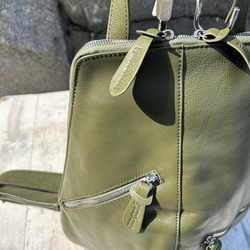 <50％OFFSALE>【カードケース付き カラフルビーンズリュックR 】レザーリュック（本革）GREEN 12枚目の画像