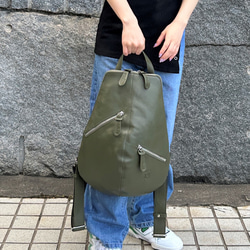 <50％OFFSALE>【カードケース付き カラフルビーンズリュックR 】レザーリュック（本革）GREEN 3枚目の画像