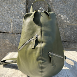 <50％OFFSALE>【カードケース付き カラフルビーンズリュックR 】レザーリュック（本革）GREEN 4枚目の画像