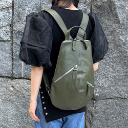 <50％OFFSALE>【カードケース付き カラフルビーンズリュックR 】レザーリュック（本革）GREEN 2枚目の画像