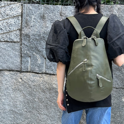 <50％OFFSALE>【カードケース付き カラフルビーンズリュックR 】レザーリュック（本革）GREEN 1枚目の画像