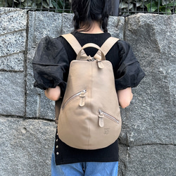 <50%OFFSALE> 【カードケース付き カラフルビーンズリュックR 】レザーリュック（本革）BEIGE 16枚目の画像